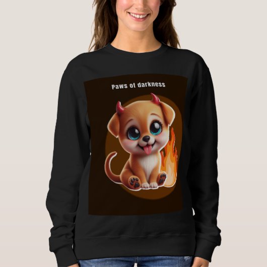 Paws of Darkness Fire Dog Hoodie – Glowing Puppy  スウェットシャツ (正面)