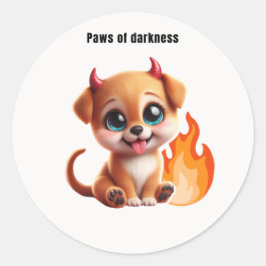 Paws of Darkness Fire Dog Sticker ラウンドシール
