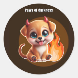 Paws of Darkness Fire Glow Dog Sticker – Dark ラウンドシール