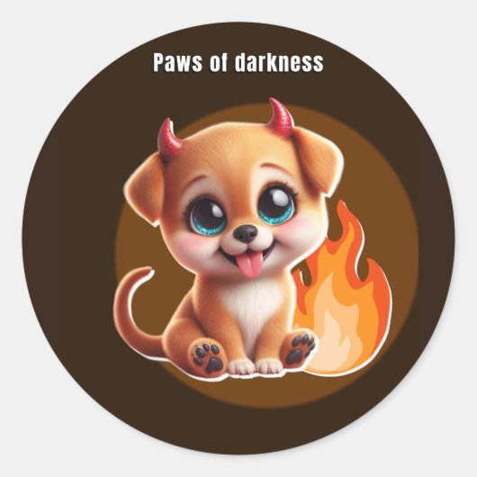 Paws of Darkness Fire Glow Dog Sticker – Dark  ラウンドシール (正面)