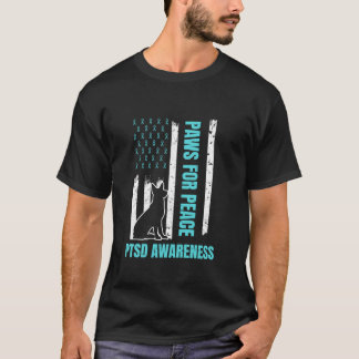 Paws of Peace PTSDサービス犬のオーナー米国退役軍人L Tシャツ