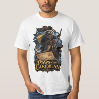Paws of the Caribbean Raccoon Pirate Tシャツ