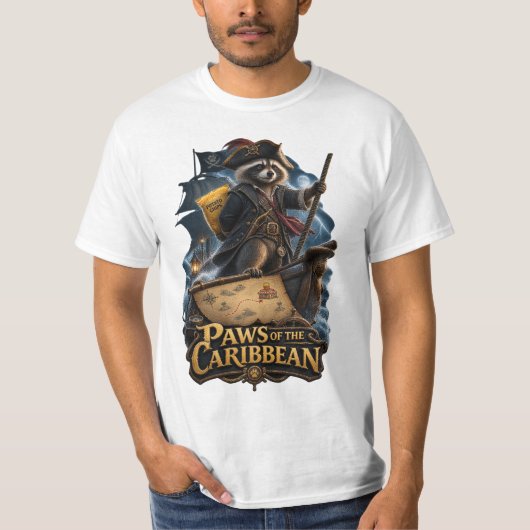 Paws of the Caribbean Raccoon Pirate Tシャツ (正面)