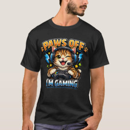 Paws Off I'm Gaming Funny Cat Gamer T-Shirt Tシャツ