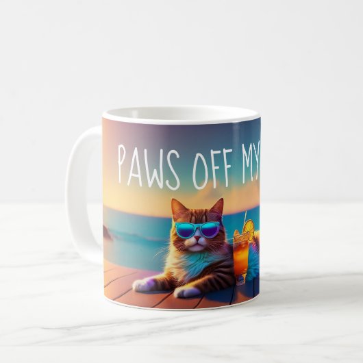 Paws Off My Drink - Cat With Shades Mugs コーヒーマグカップ (正面左)