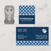 Paws On Blue & Your Own Photo Animal獣医 名刺 (正面/裏面)