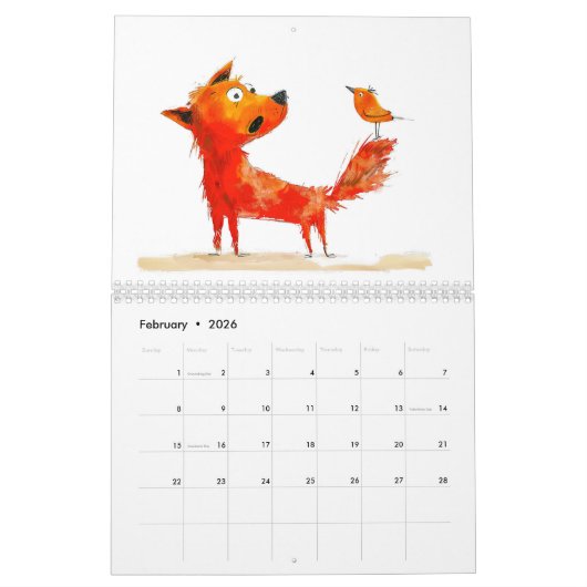 Paws & Pals 2026 – A Dog’s Comic Encounters カレンダー (2月 2026)