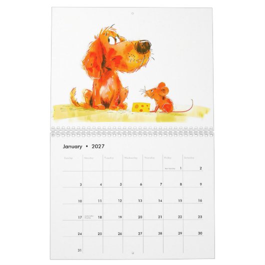 Paws & Pals 2026 – A Dog’s Comic Encounters カレンダー (1月 2027)