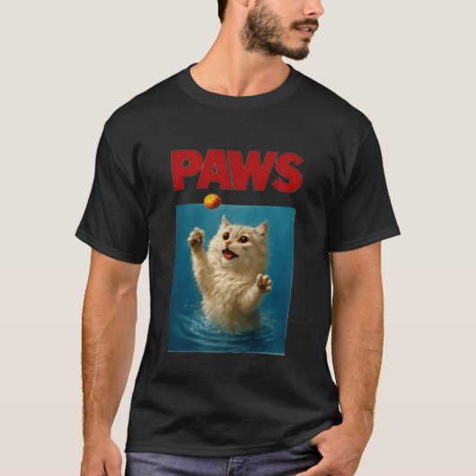 Paws Parody Black Cat Chasing a Cute Scared Mouse  Tシャツ (正面)
