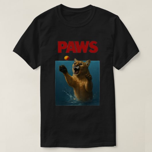 Paws Parody Black CougarChasing Cute Scared Mouse Tシャツ (デザイン正面)