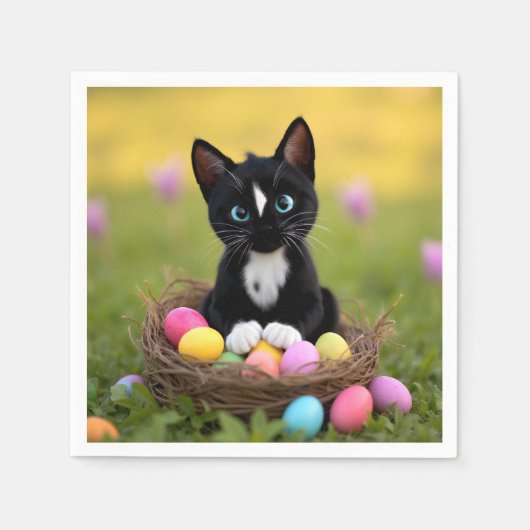 Paws, Pastels & Purrs: Felini's Easter Nest スタンダードカクテルナプキン (正面)
