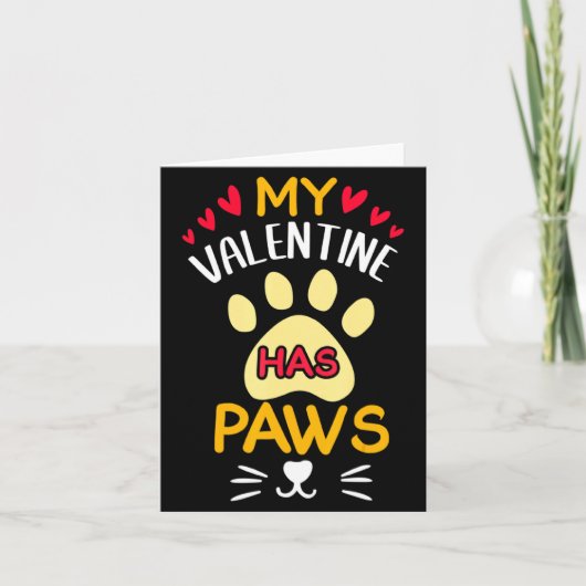 Paws Pet Cat My Valentine Hearts Day Happy Valenti カード (正面)