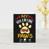 Paws Pet Cat My Valentine Hearts Day Happy Valenti カード (黄色い花)
