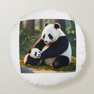 Paws & Pillows: The Bear-y 最高の昼寝Buddy ラウンドクッション