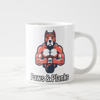 Paws & Planks Muscular Dog Fitness Poster ジャンボコーヒーマグカップ