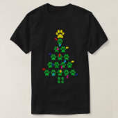 Paws Print Christmas Tree Dog Cat  Tシャツ (デザイン正面)