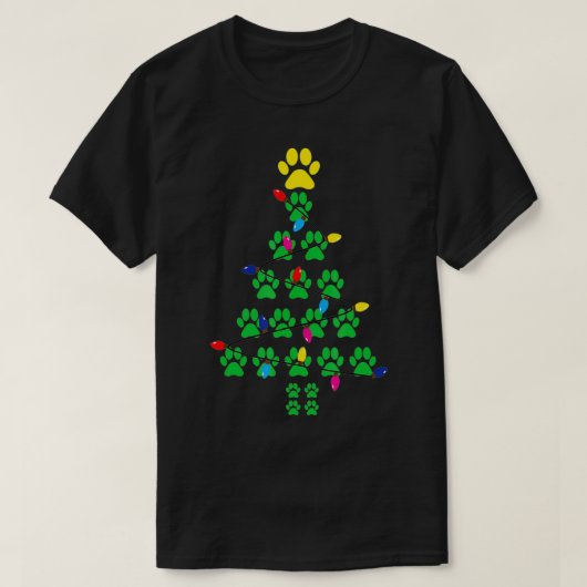 Paws Print Christmas Tree Dog Cat  Tシャツ (デザイン正面)