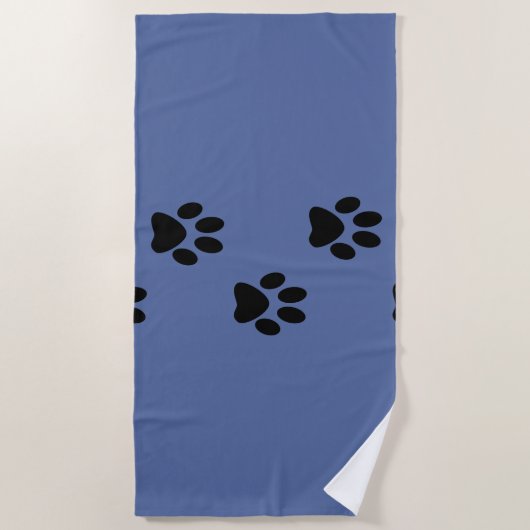 Paws prints black and blue ビーチタオル (正面)