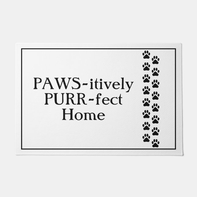 PAWS-PURR-Fectホームキャットドアマット ドアマット (正面)