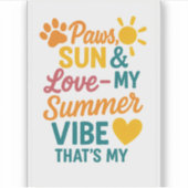 Paws, Sun & Love – Summer Vibes for Pet Lovers シール (正面)