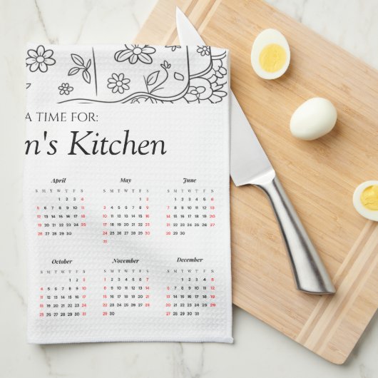Paws & Tea Time Kitchen Tea Towels 2026 Calendar キッチンタオル (四つ折り)