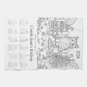 Paws & Tea Time Kitchen Tea Towels 2026 Calendar キッチンタオル (横)