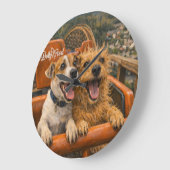 Paws & Thrills – Joyful Dogs on a Roller Coaster  ラージ壁時計 (傾斜)