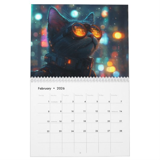 Paws & Whiskers 2026 Cat Calendar カレンダー (2月 2026)