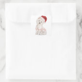 PAWSIELYサンタ犬のクリスマスギフトを開かない スクエアシール (バッグ)