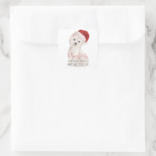 PAWSIELYサンタ犬のクリスマスギフトを開かない スクエアシール (バッグ)