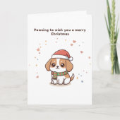 Pawsing to Wish You a Merry Christmas Cute Puchi カード (正面)