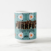 PAWSITIVE目的の朝のティール(緑がかった色)オレンジ モーフィングマグカップ (中央)