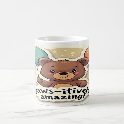 Pawsitive Amazing -おもしろい動物引用文デザイン コーヒーマグカップ (中央)