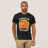 PAWSITIVE CATTITUDE Winking Cartoon CatセニョールGato Tシャツ (正面フル)