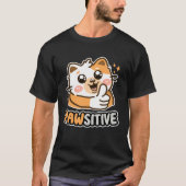 Pawsitive Cute Cat Thumbs Up Kitten Tシャツ (正面)