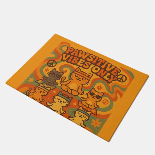 Pawsitive Vibes Only ドアマット (アングル)