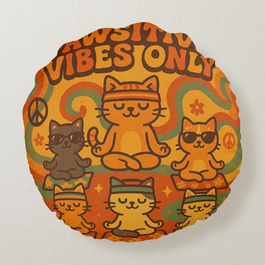 Pawsitive Vibes Only ラウンドクッション (裏面)