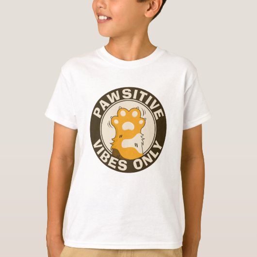 Pawsitive vibes only Cute Cat Paw Funny Pun Tシャツ (正面)