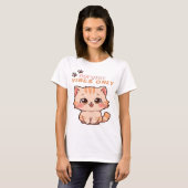 Pawsitive Vibes Only – Cute Kawaii Cat Design Tシャツ (正面フル)