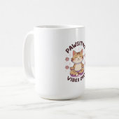Pawsitive Vibes Only Cute Yoga Cat Design コーヒーマグカップ (正面左)