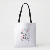 Pawsitive Vibes Only” Tote Bag – Cute Pastel Women トートバッグ (正面)