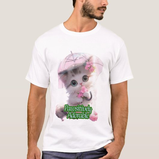 Pawsitively Adorable Kitten Umbrella – Cute Cat Lo Tシャツ (正面)