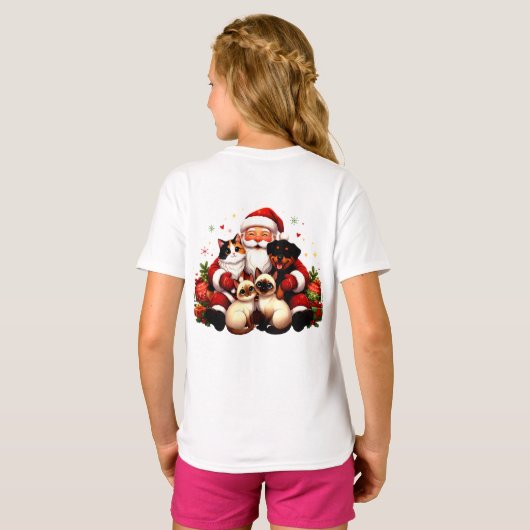 Pawsitively Cozy Christmas with Santa & Pets Tシャツ (裏面フル)