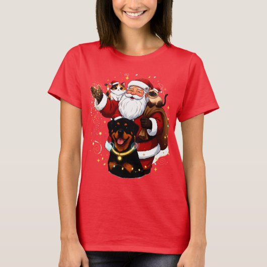 Pawsitively Enchanted: Santa’s Magical Pet Moment Tシャツ (正面)