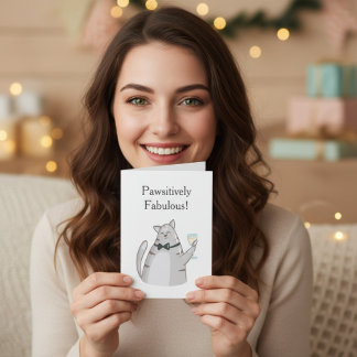 Pawsitively Fabulous Funny Cat Greeting カード