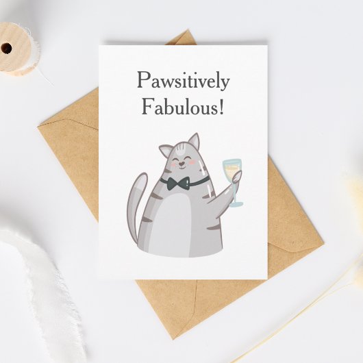 Pawsitively Fabulous Funny Cat Greeting カード