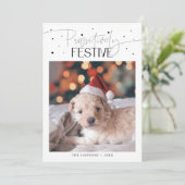 Pawsitively Festive Dog Photo White Christmas  シーズンカード (スタンド正面)