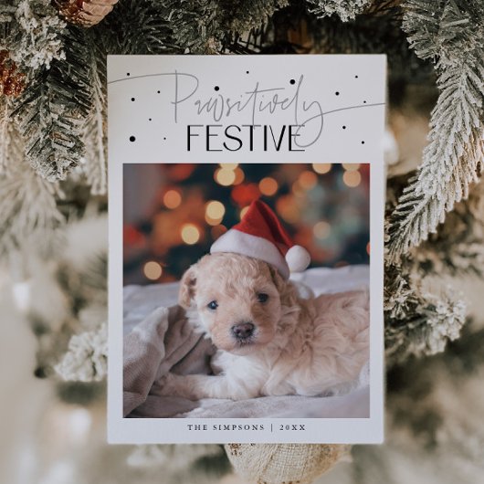 Pawsitively Festive Dog Photo White Christmas  シーズンカード