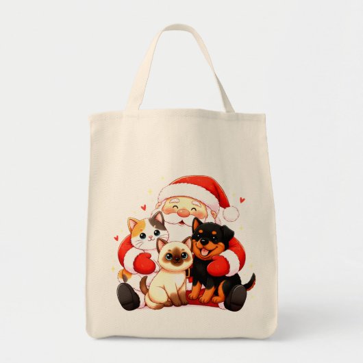 Pawsitively Huggable: Santa’s Snuggle Squad トートバッグ (正面)