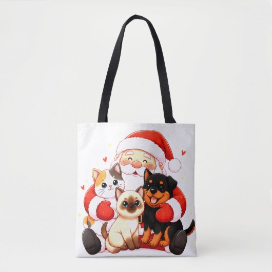 Pawsitively Huggable: Santa’s Snuggle Squad トートバッグ (正面)